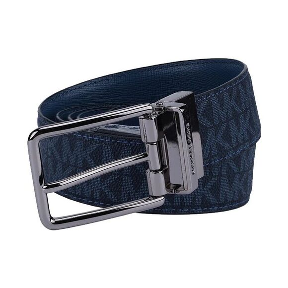 Michael Kors Men's Reversible Admiral blue Leather Dress Belt - Picture 3 of 6